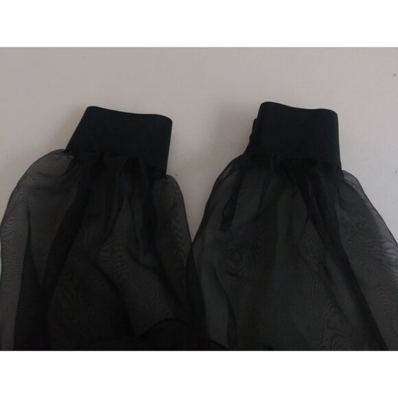 NWT Erena Women's Black Sheer Lined Ruffle Button-Up Blouse Size 12 - Picture 5 of 10